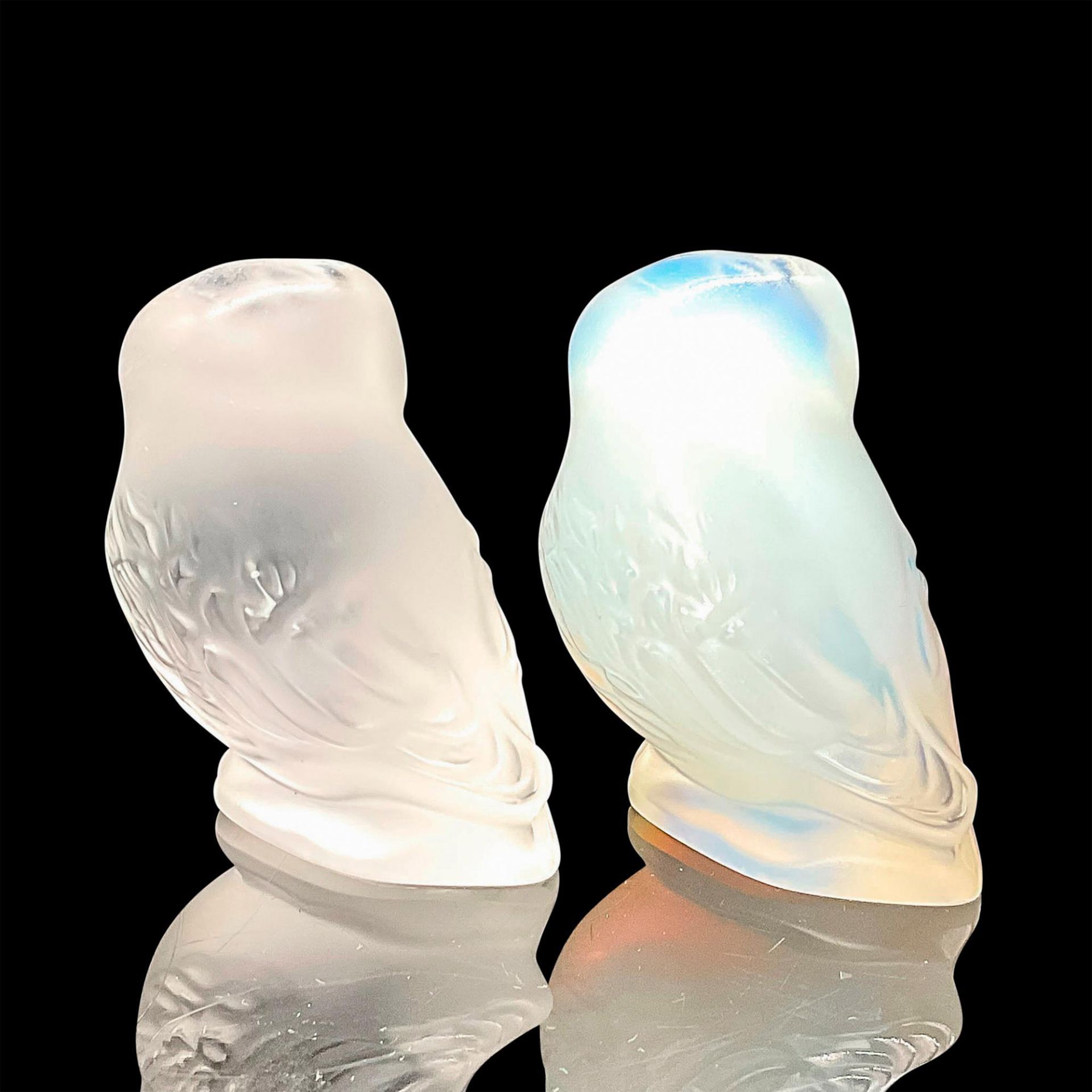 Pair of Lalique Crystal Figurines Standing Owls Nystal - Bild 2 aus 3
