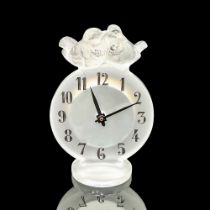 Lalique Crystal Desk Clock, Antoinette