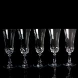 5pc Set of Val St. Lambert Crystal Champagne Flutes