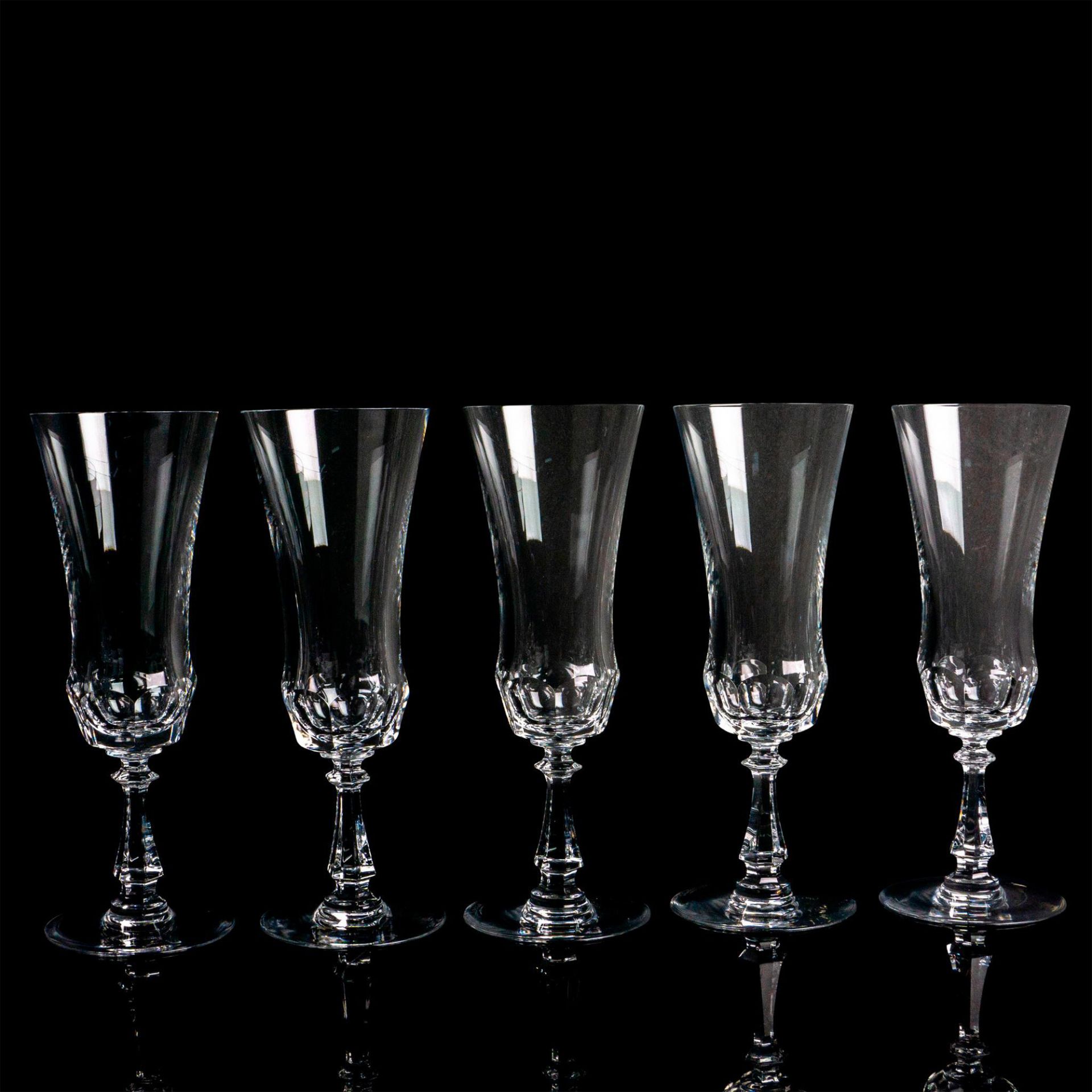 5pc Set of Val St. Lambert Crystal Champagne Flutes