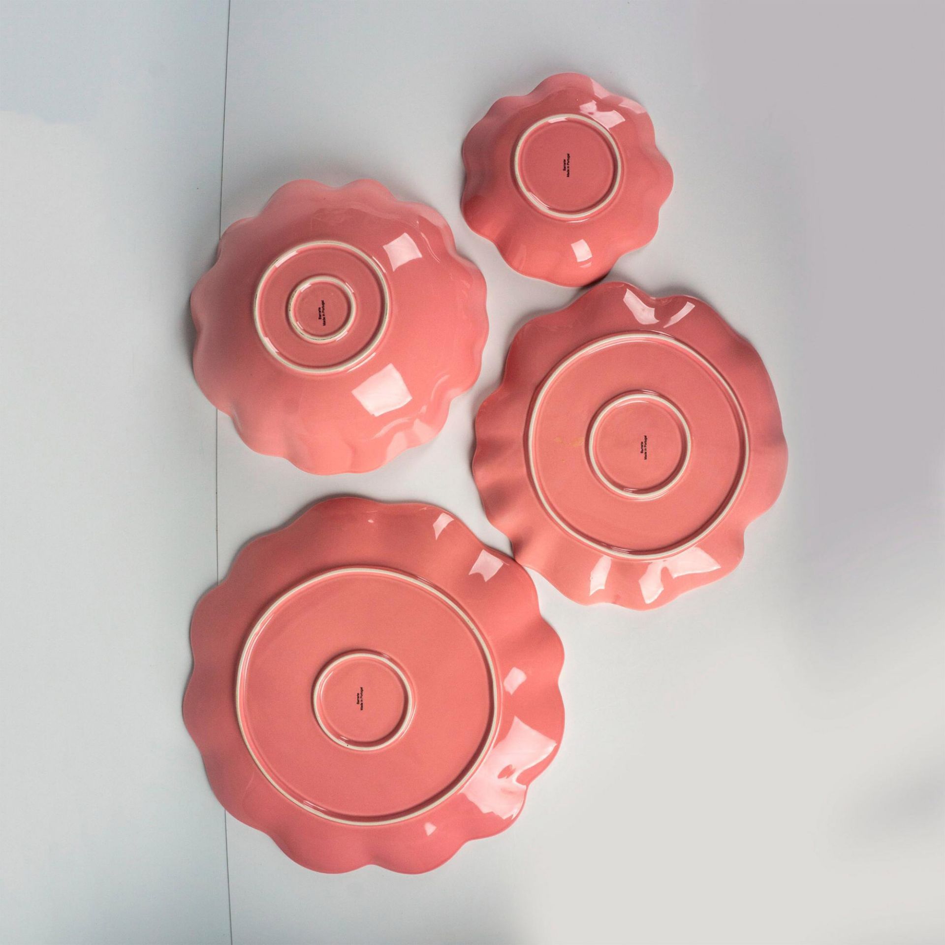 4pc Barrarte Ceramic Pink Ruffled Servingware Set - Bild 2 aus 4
