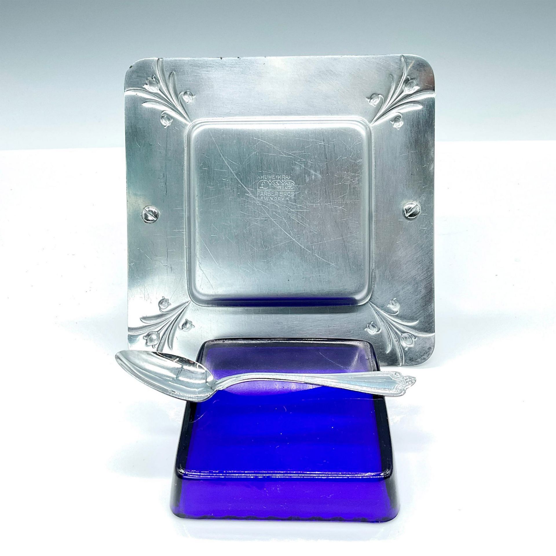 Farber Bros Olive Tray Chrome Tray with Cobalt Blue Dish - Bild 3 aus 3