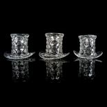 3pc Fostoria Glass Hat Topper Vases, American Clear