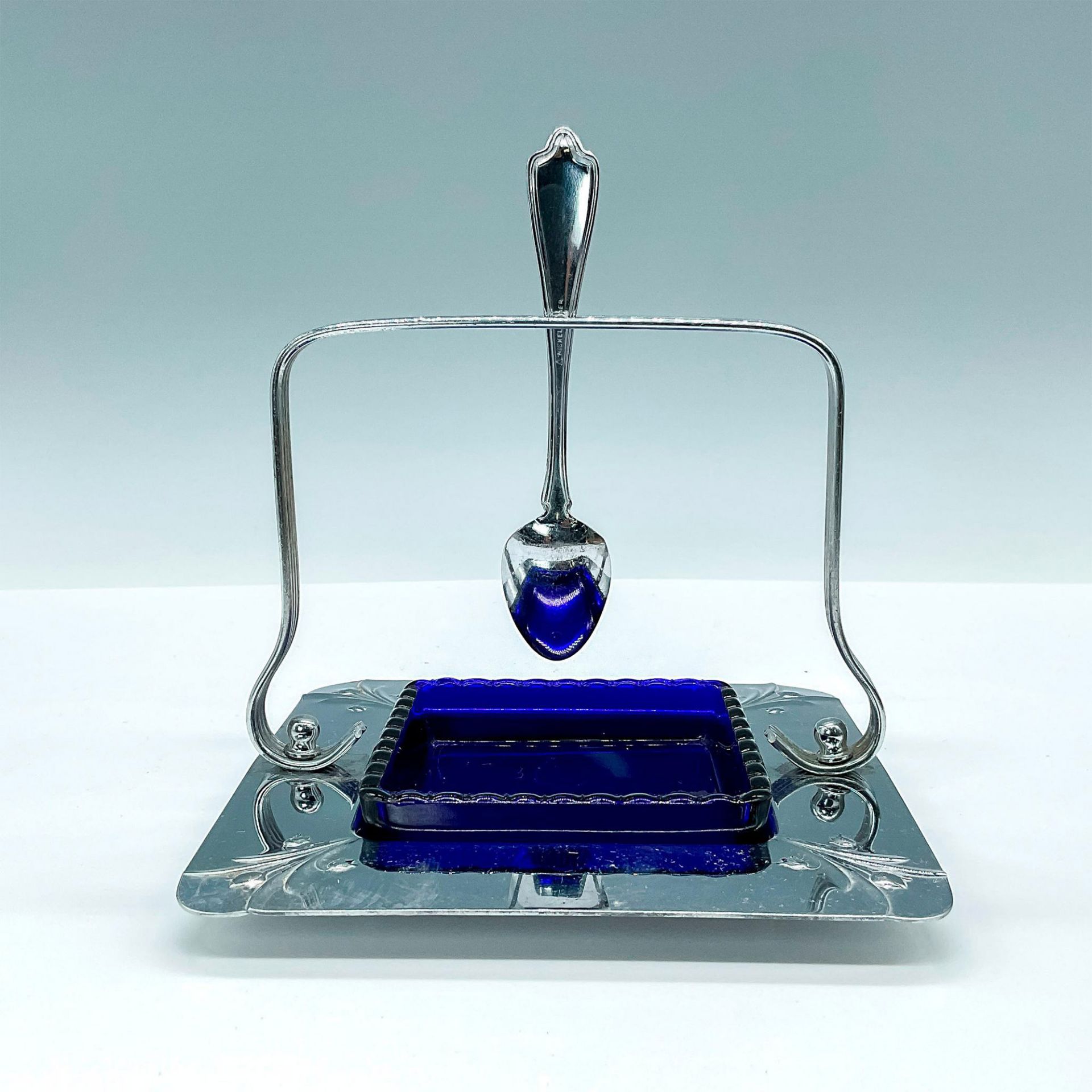 Farber Bros Olive Tray Chrome Tray with Cobalt Blue Dish - Bild 2 aus 3