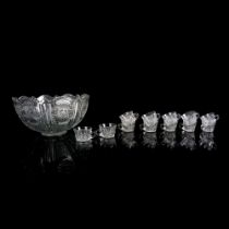 13pc Vintage Set Large Glass Punch Bowl and Cups