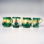 4pc Roseville Pottery Early Ware Mugs, Holland