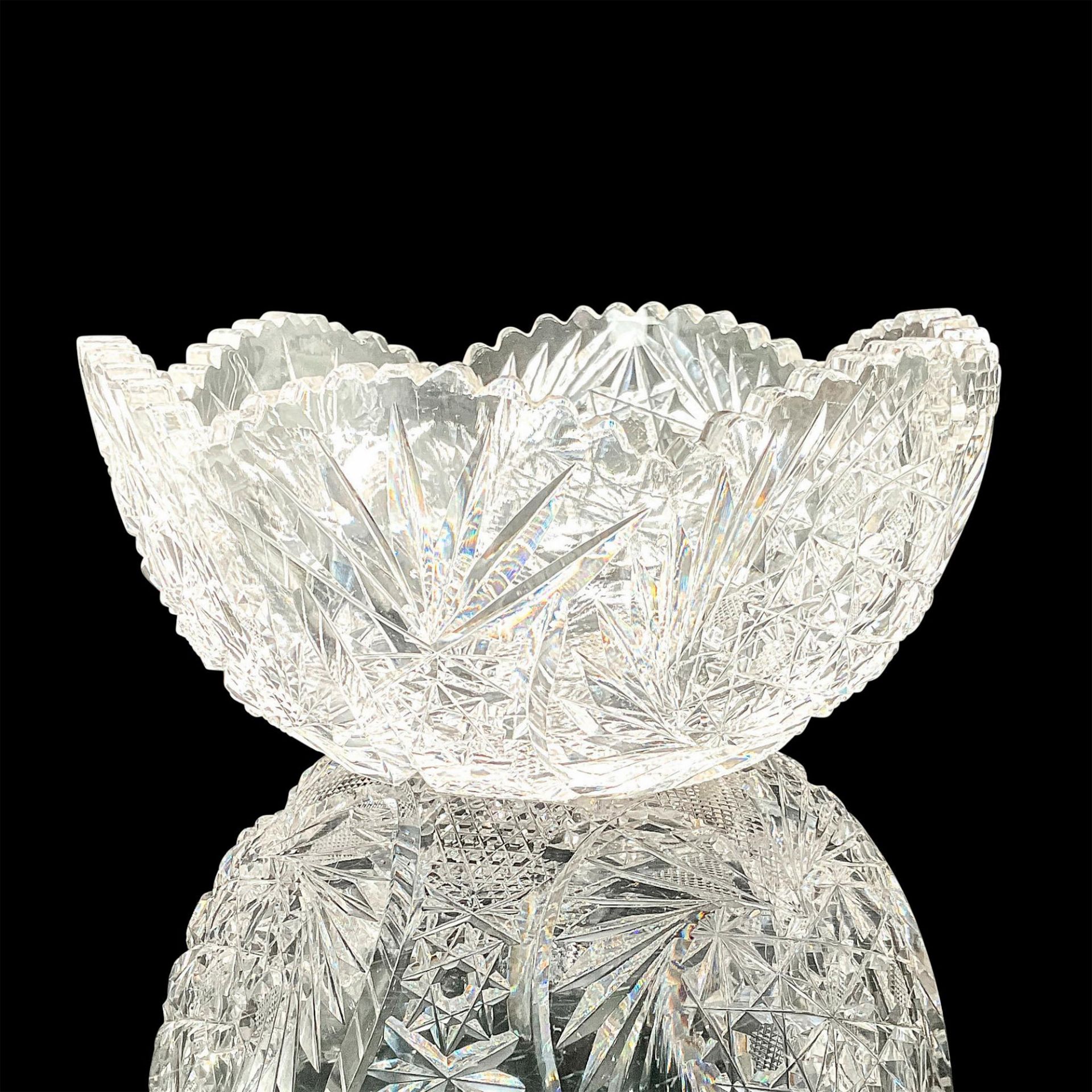 Antique American Brilliant Cut Crystal Hobstar Bowl - Image 2 of 3