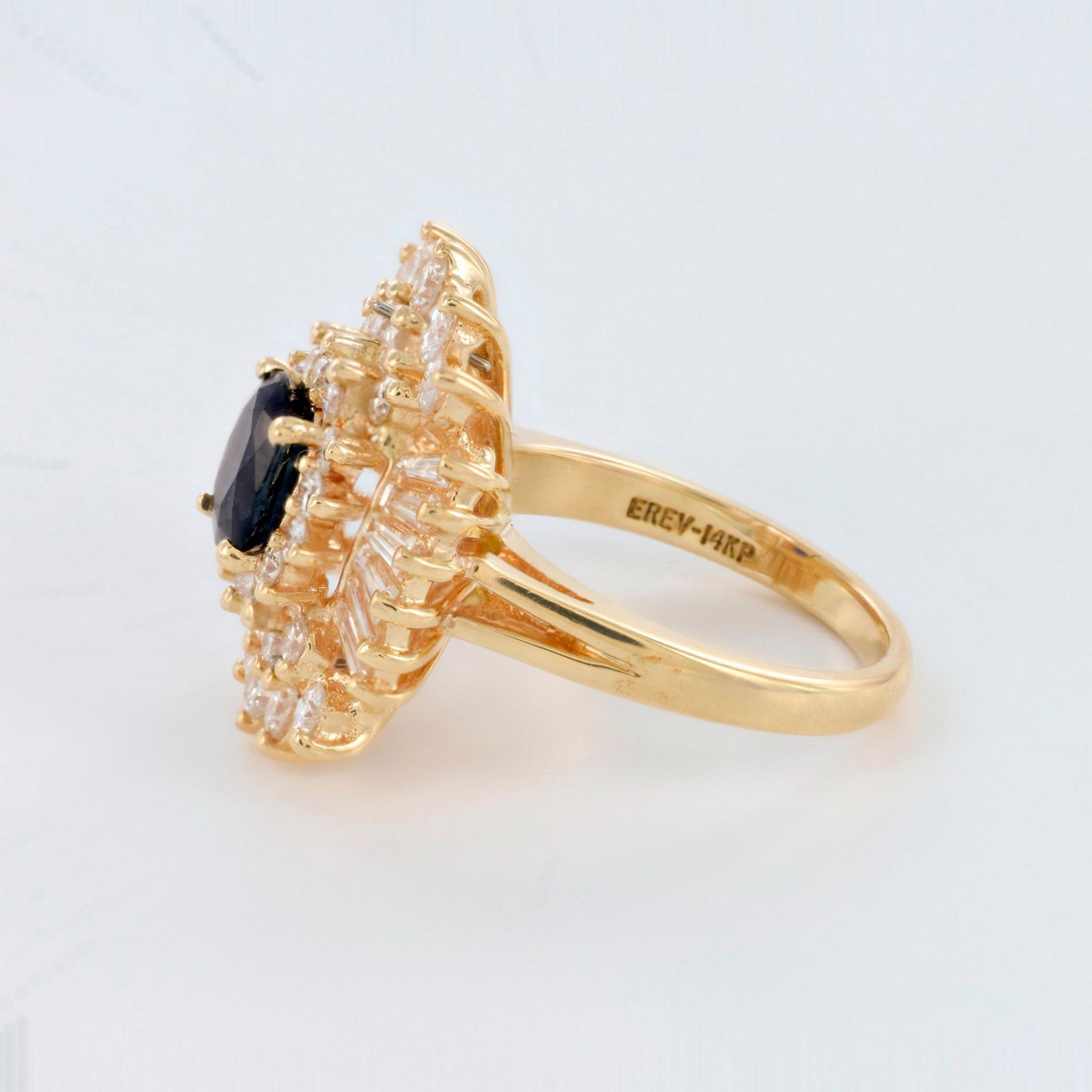 Harold Freeman 14K Yellow Gold, Sapphire, and Diamond Ring - Image 6 of 6
