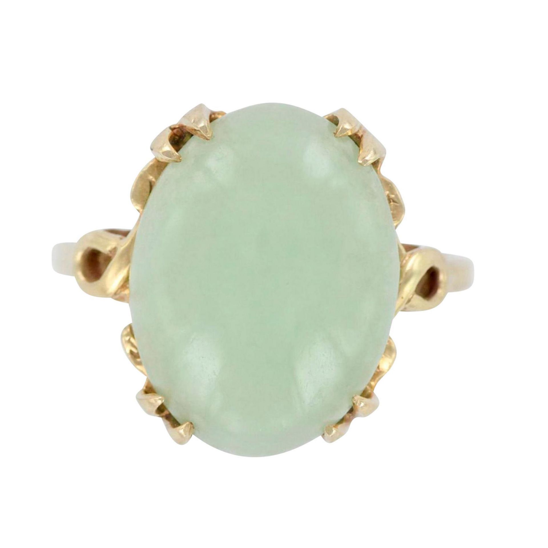 14K Yellow Gold Jade Ring