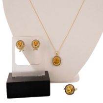 3pc Elegant LeVian 14K Gold, Diamond, and Citrine Set