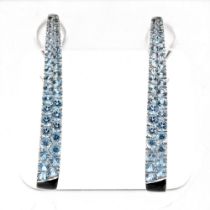 18K White Gold 3ct Blue Topaz Large Hoop Earrings