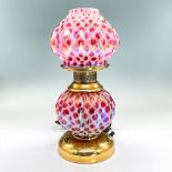 Rare Limited Edition Fenton Pink Polka Dot Glass Electric Oil-Style Lamp