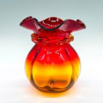 Vintage Amberina Glass Flower Vase