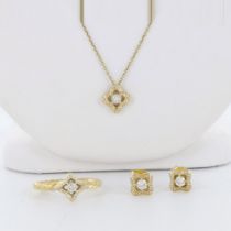 David Yurman Venetian Quatrefoil 18K Gold and Diamonds Set