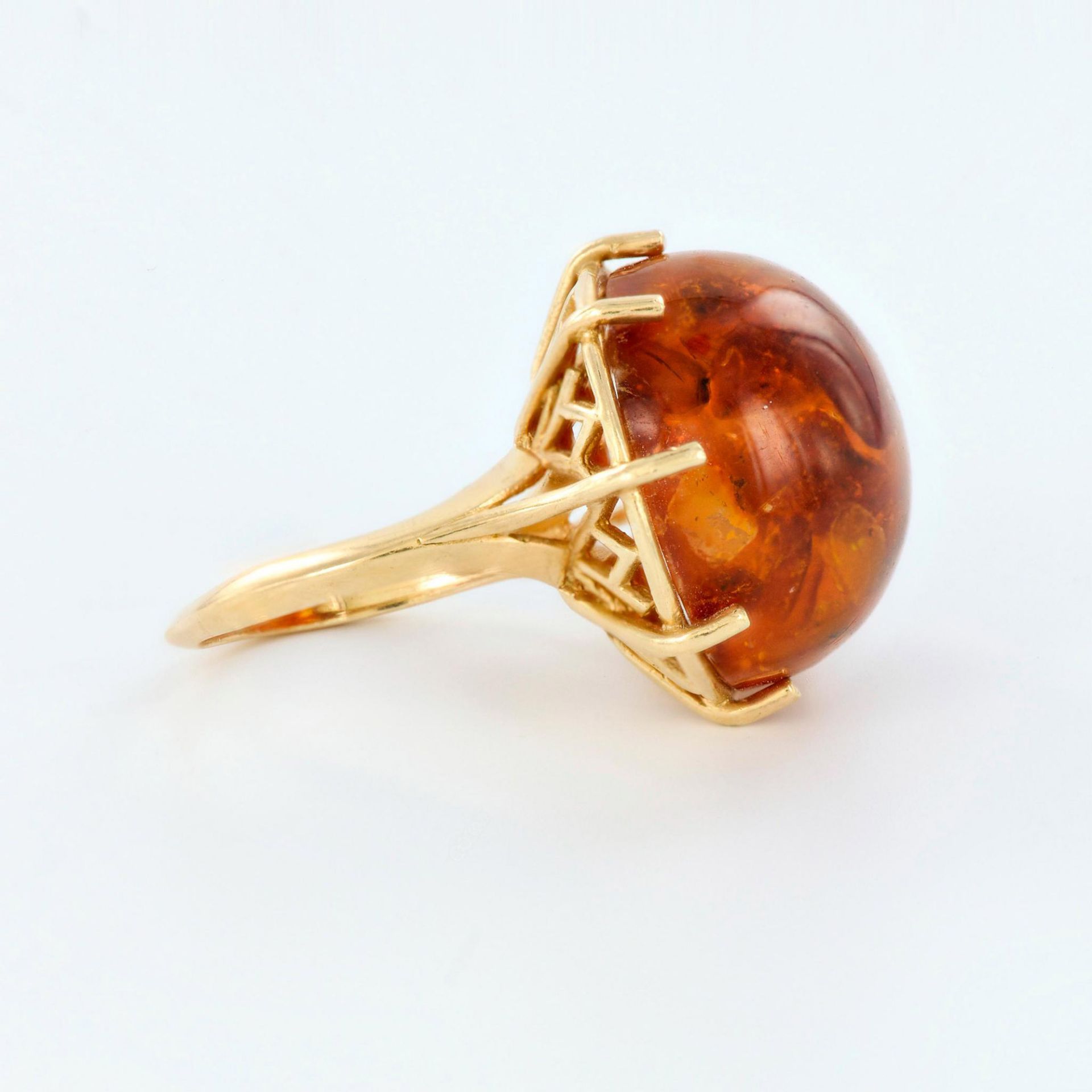 14K Yellow Gold and Amber Cocktail Ring - Image 3 of 6