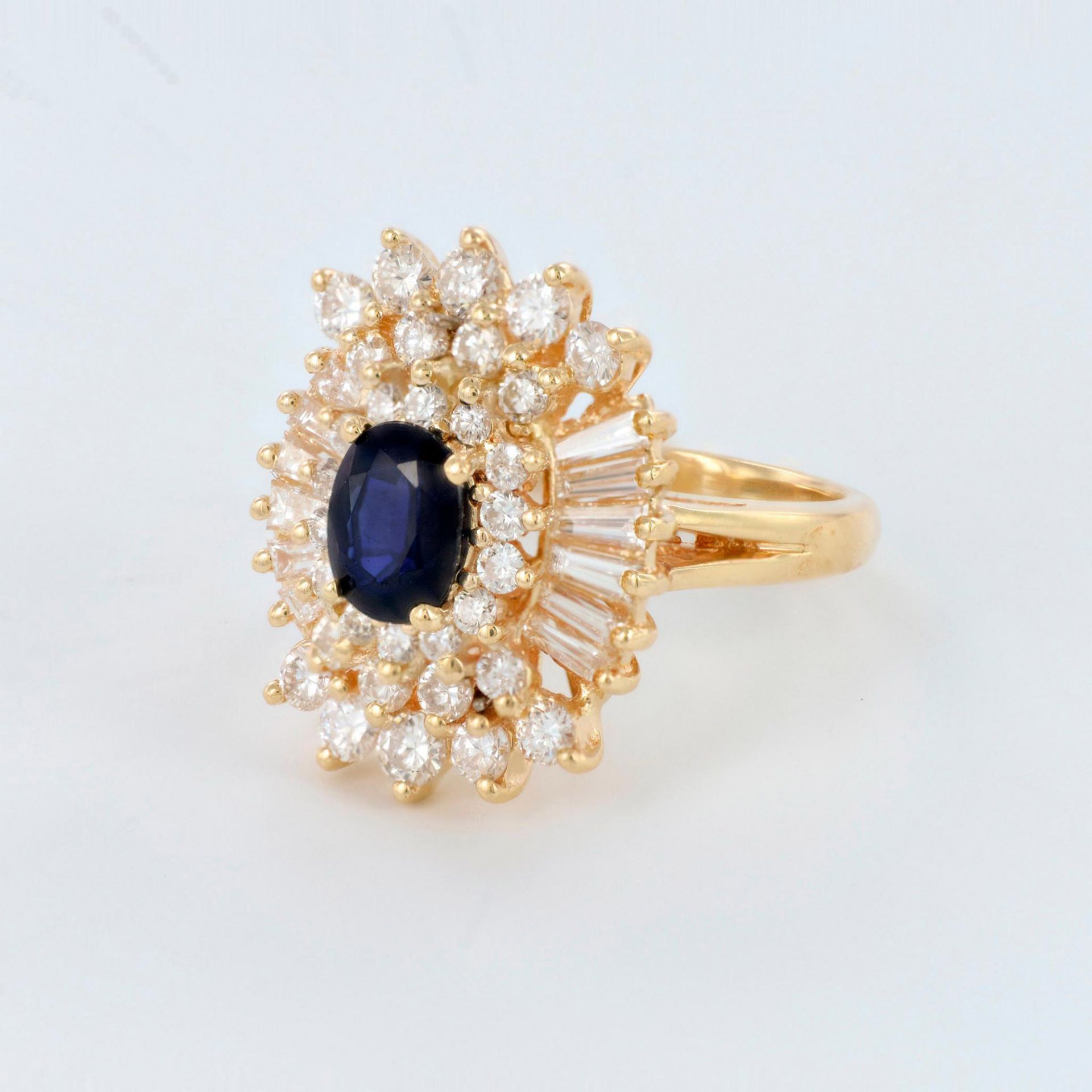 Harold Freeman 14K Yellow Gold, Sapphire, and Diamond Ring