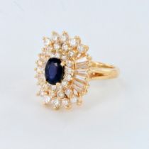 Harold Freeman 14K Yellow Gold, Sapphire, and Diamond Ring