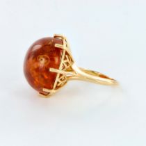 14K Yellow Gold and Amber Cocktail Ring