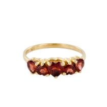 Designer Yellow Gold and Red Garnet Heart Ring