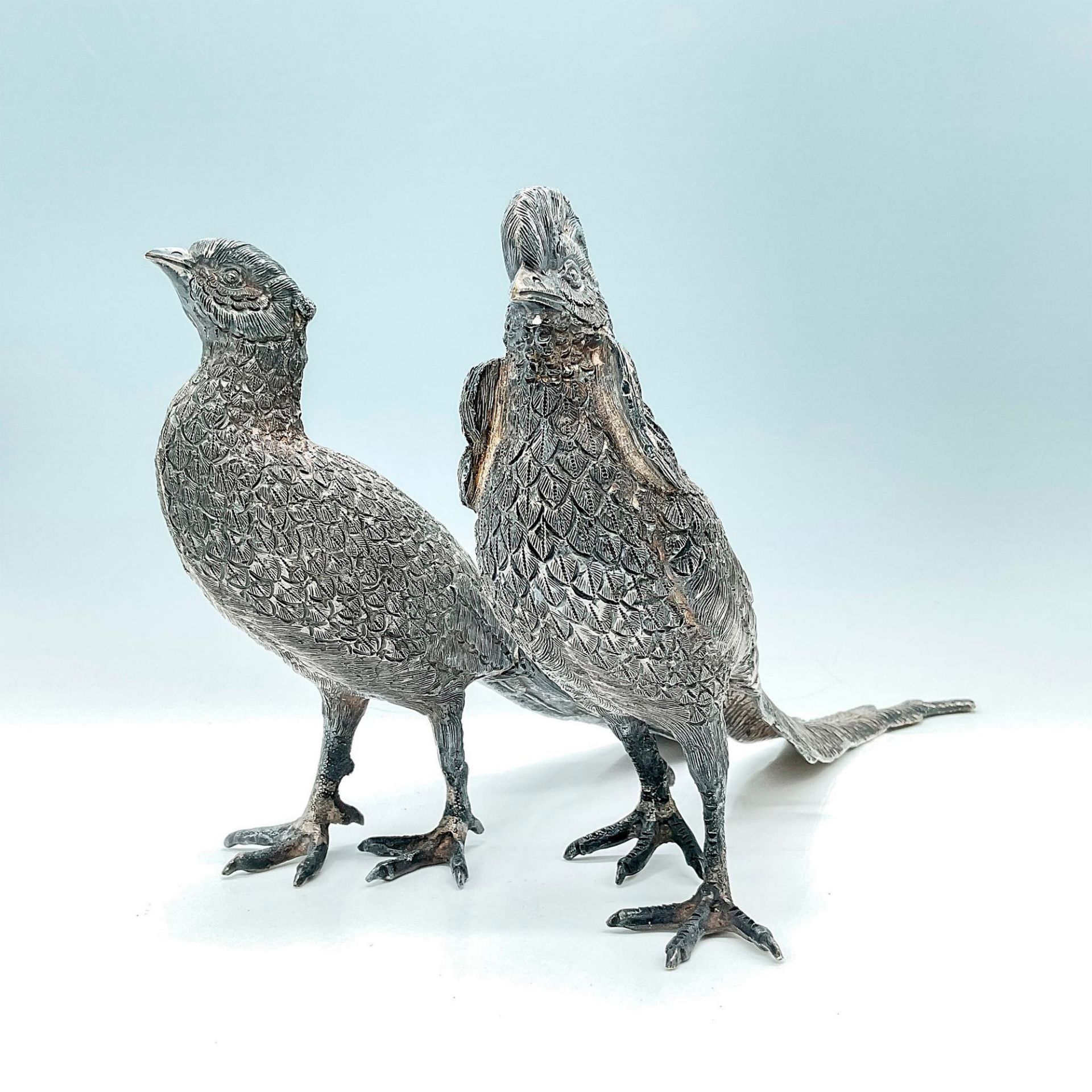 Pair of Silver Plated Pheasants Male and Female - Image 2 of 3