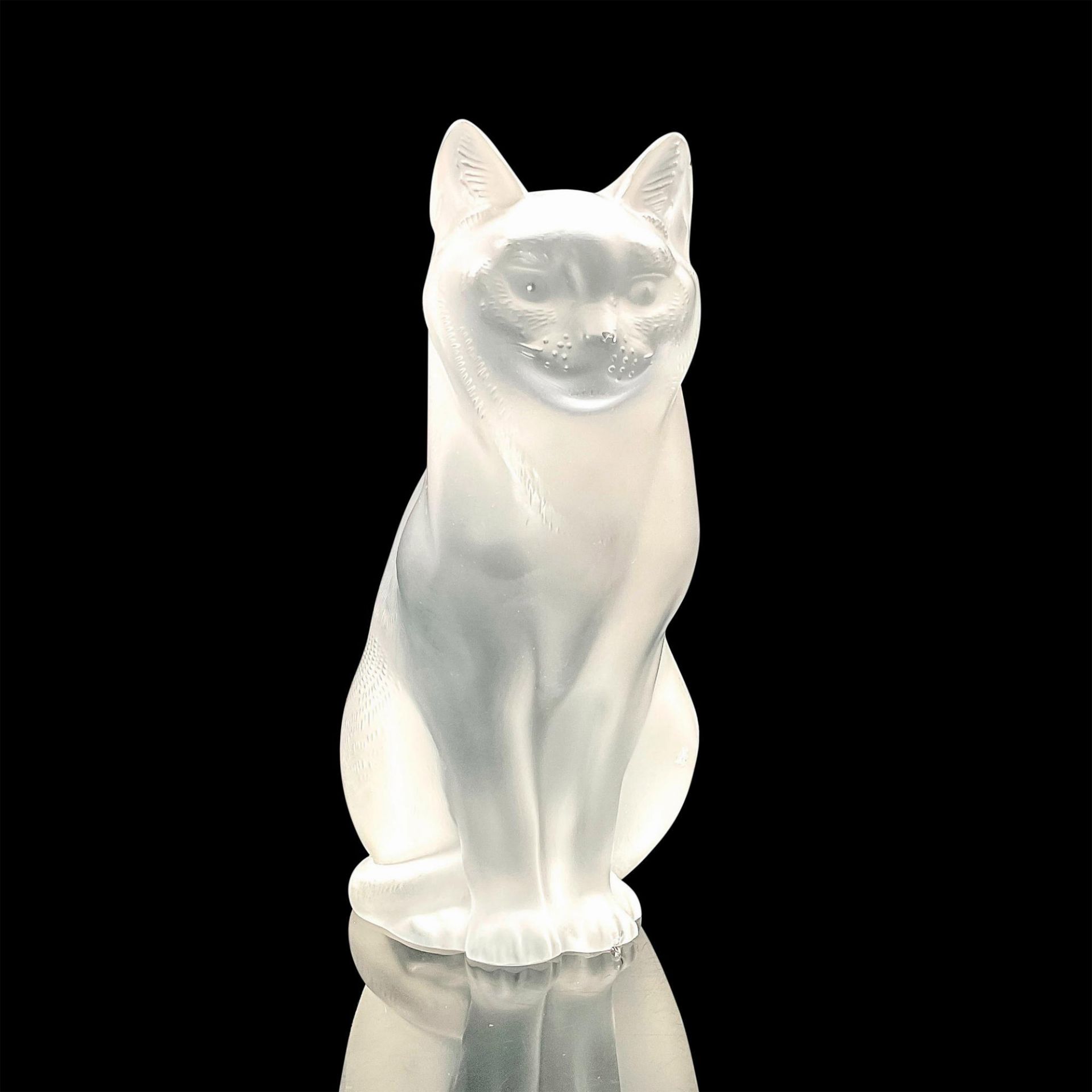 Lalique Crystal Cat Figurine, Chat Assis - Bild 2 aus 5