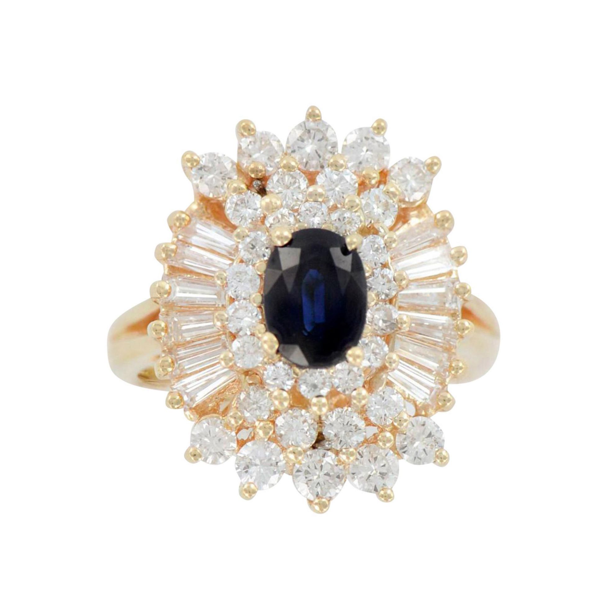 Harold Freeman 14K Yellow Gold, Sapphire, and Diamond Ring - Image 2 of 6