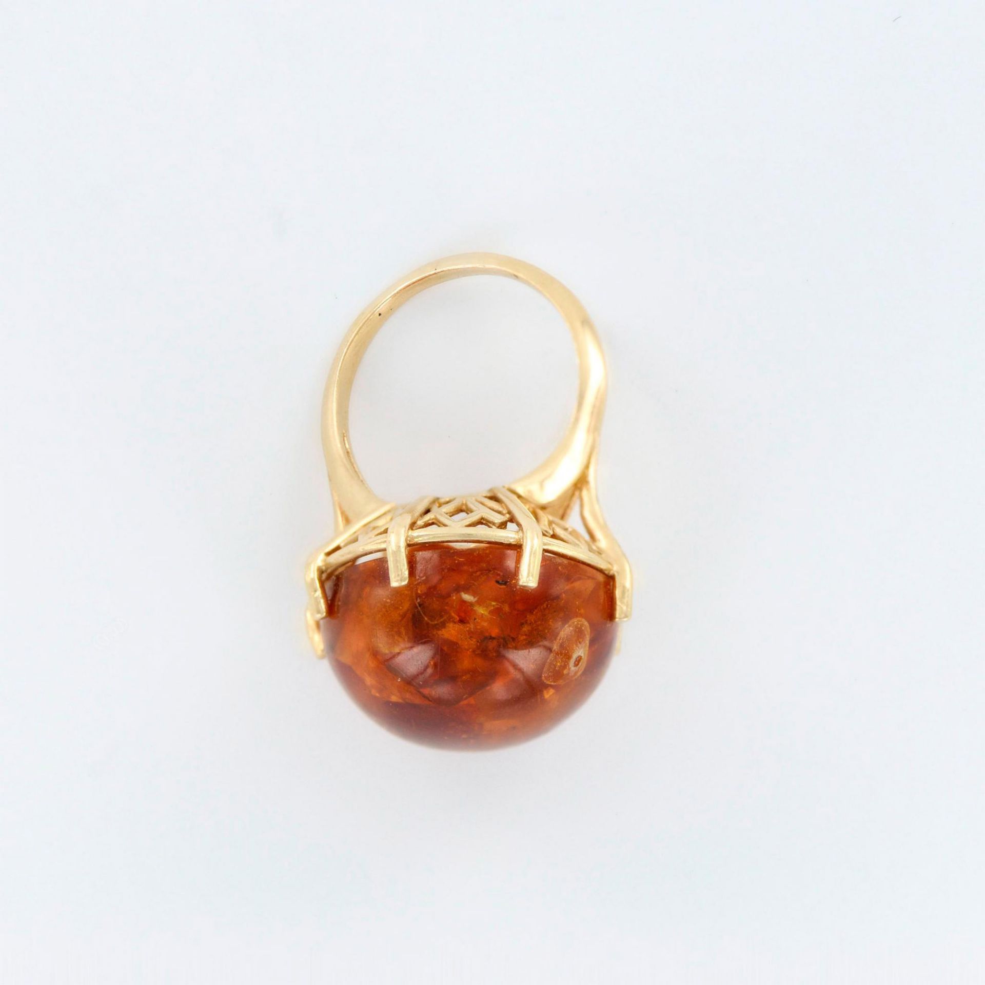 14K Yellow Gold and Amber Cocktail Ring - Image 4 of 6