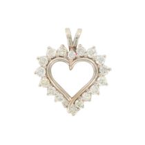 Loving Heart Diamond Pendant, 14K