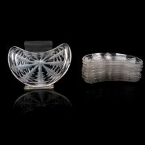 8pc Rene Lalique Crystal Cresent Side Plates, Pissenlit