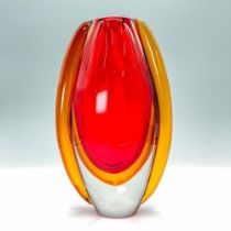 Art Glass Vase, Sunfire Orange and Red
