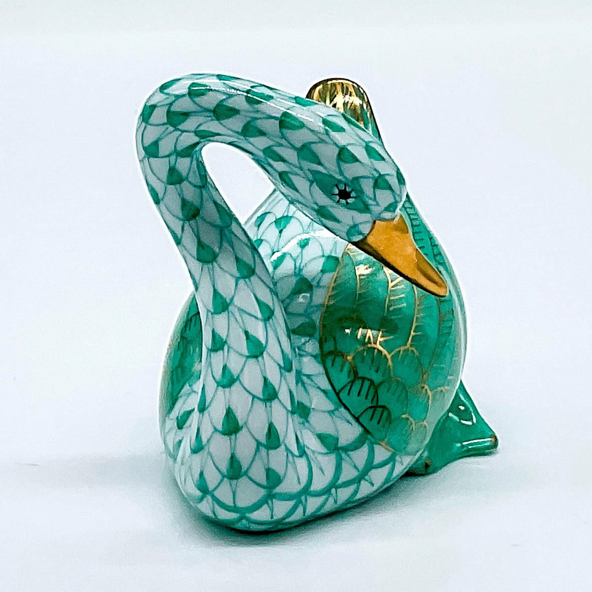 Herend Porcelain Green Figurine, Japanese Goose