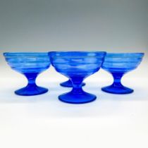 4pc Vintage Blue Glass Sherbet Footed Dish