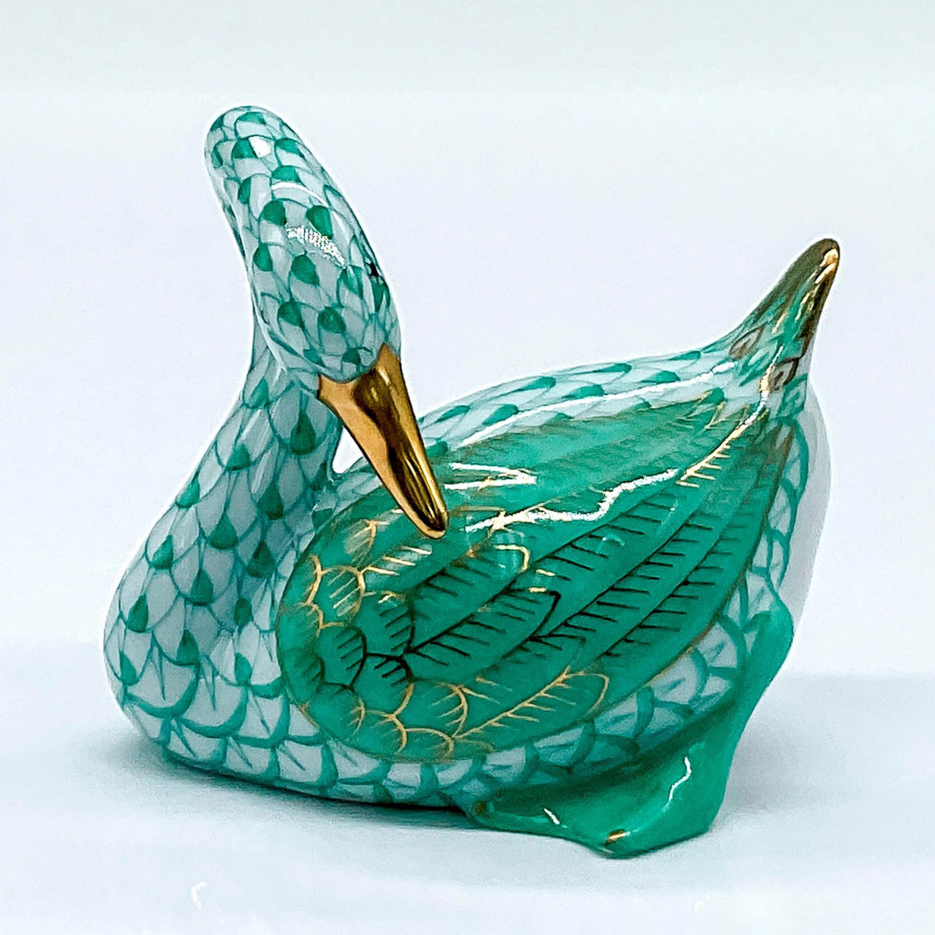 Herend Porcelain Green Figurine, Japanese Goose - Bild 2 aus 4