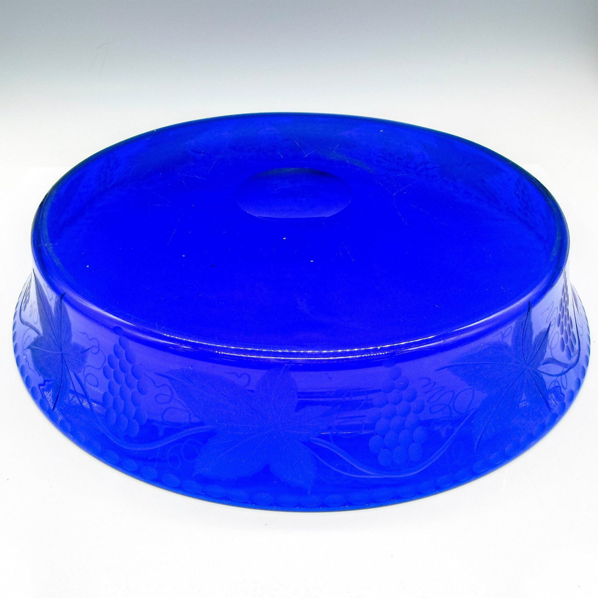Vintage Cobalt Blue Glass Round Serving Tray - Image 3 of 3