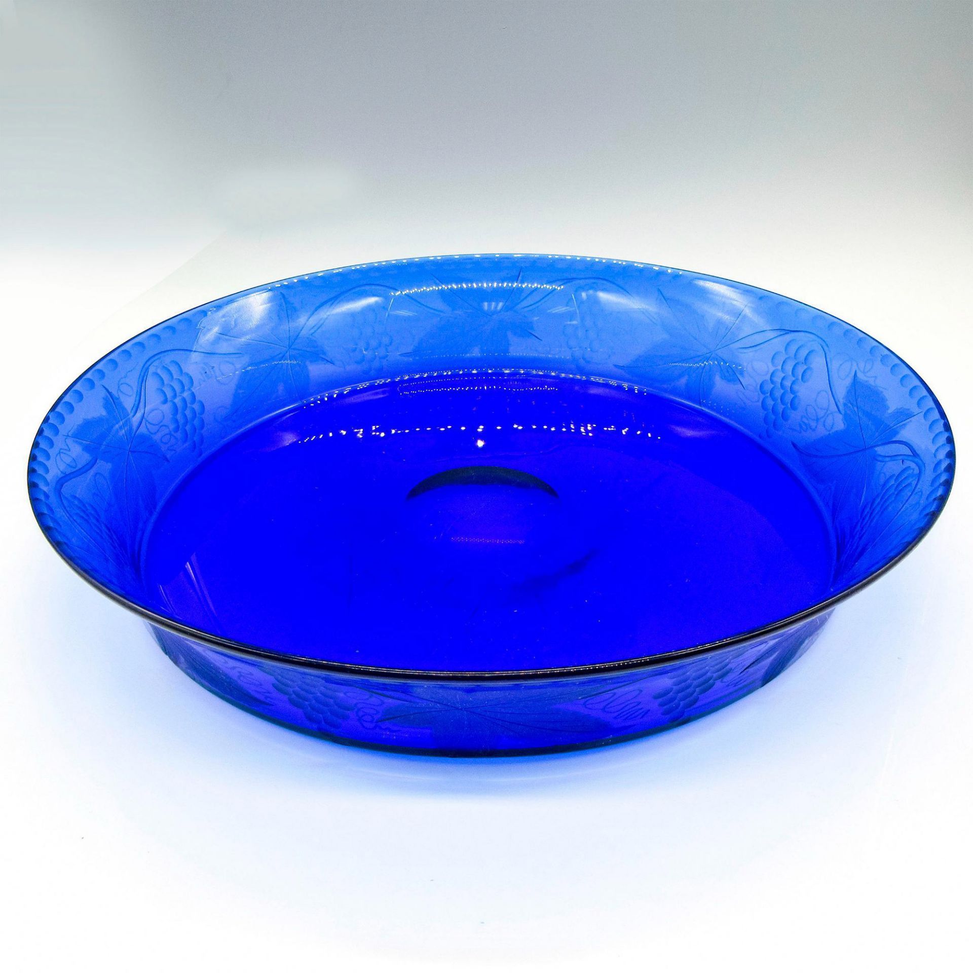 Vintage Cobalt Blue Glass Round Serving Tray - Image 2 of 3