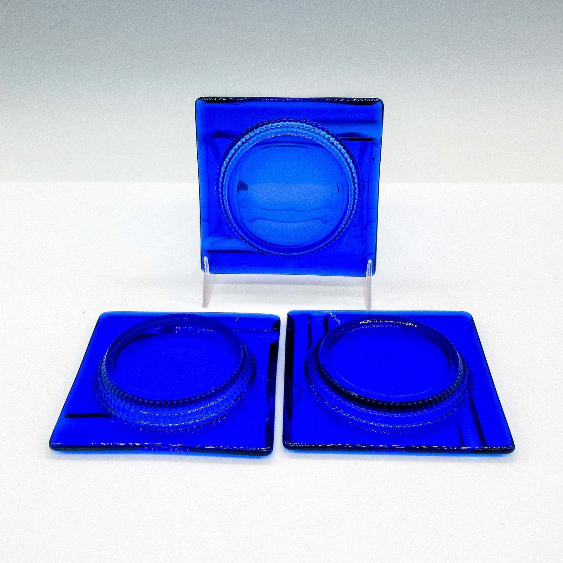 3pc Vintage Duncan Miller Cobalt Blue Ashtrays, Terrace - Bild 3 aus 3