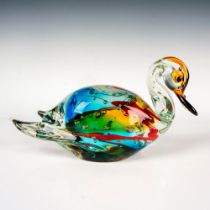 Murano Art Glass Duck Sculpture, Signed