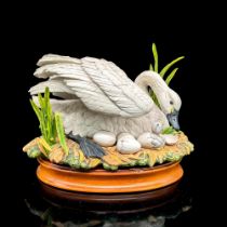 Goebel Porcelain Figural, First Moment, Mother Swan + Cygnet