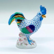 Herend Porcelain Blue Figurine, Rooster