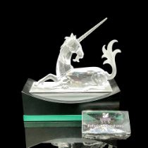 2pc Swarovski SCS Crystal Figurine + Plaque, The Unicorn