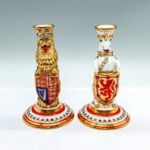 Pair of Minton QEII Silver Jubilee Candlesticks