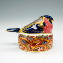 Royal Crown Derby Bone China Paperweight, Bullfinch Nesting