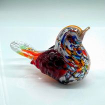 Murano Glass Sitting Bird Figurine, Signed