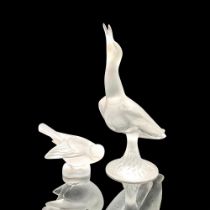 Pair of Lalique Crystal Birds Seagull and Sparrow