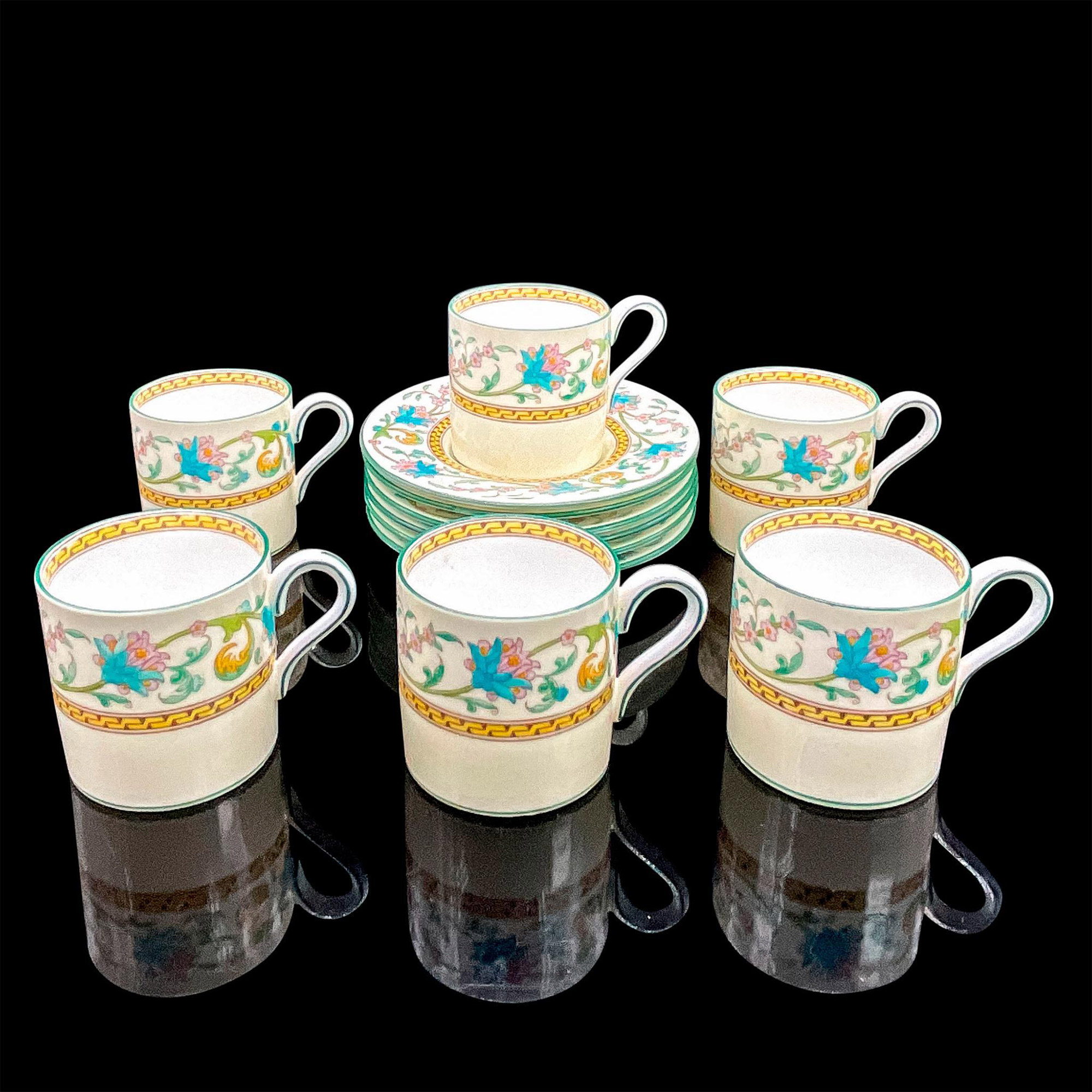 12pc Wedgwood Demitasse Cups and Saucers, Shah