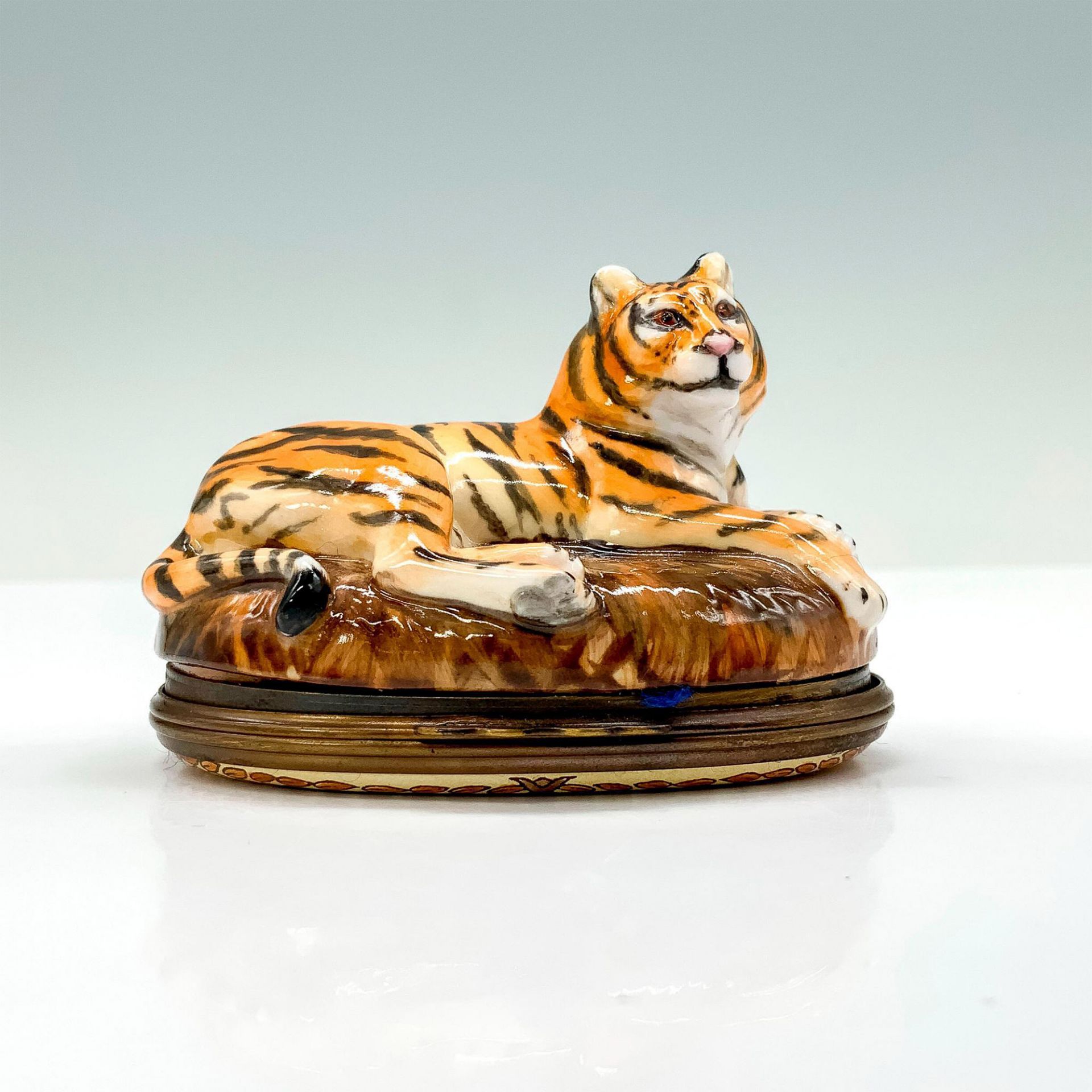 Halcyon Days Enamels Trinket Box, Tiger