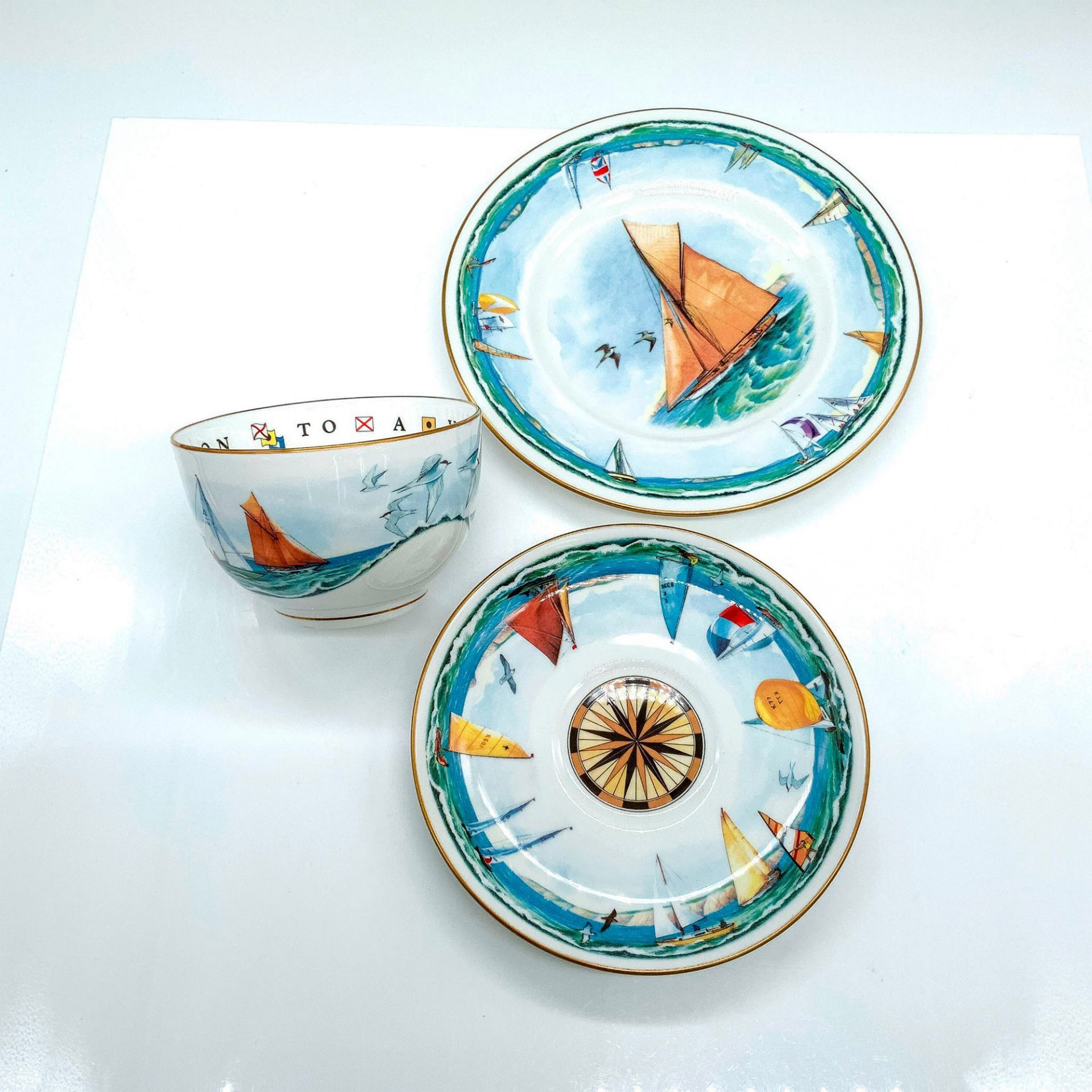 Royal Worcester Nautical Collection Coffee Cup Trio - Image 2 of 3