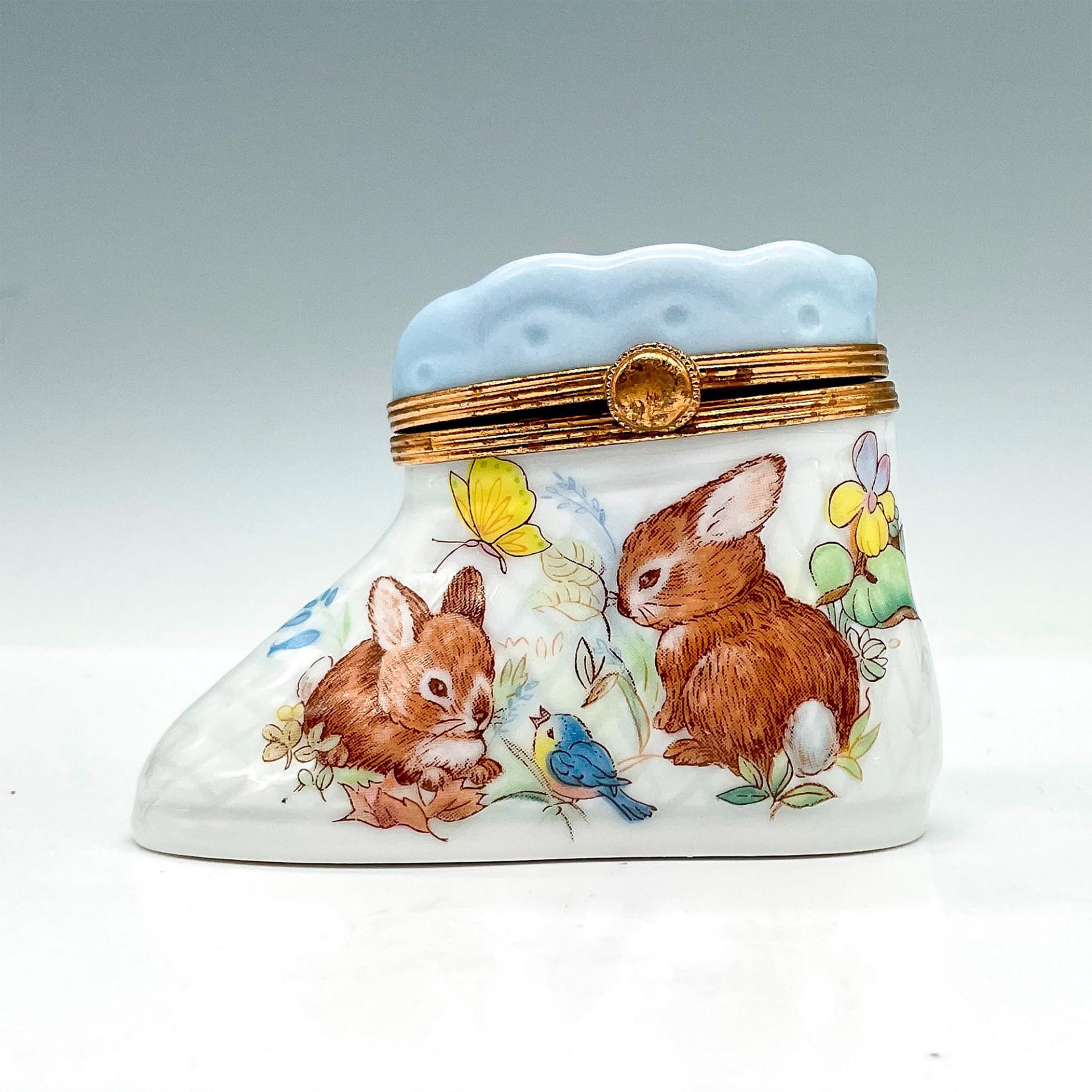 Limoges Porcelain Charm Box, Baby Boot