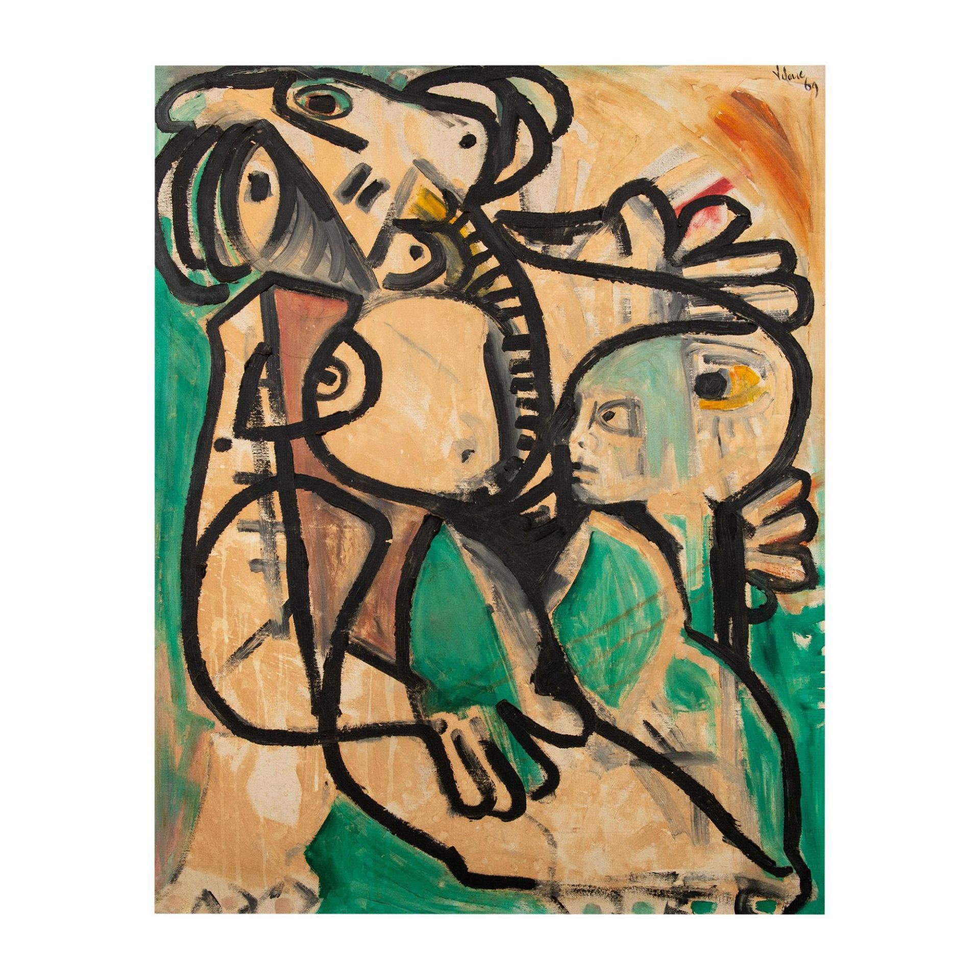 Original Oil on Canvas, Expressionist Figures, Signed - Image 2 of 6