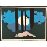 Daphne Mumford (American) 1935 Screenprint Moonlight, signed